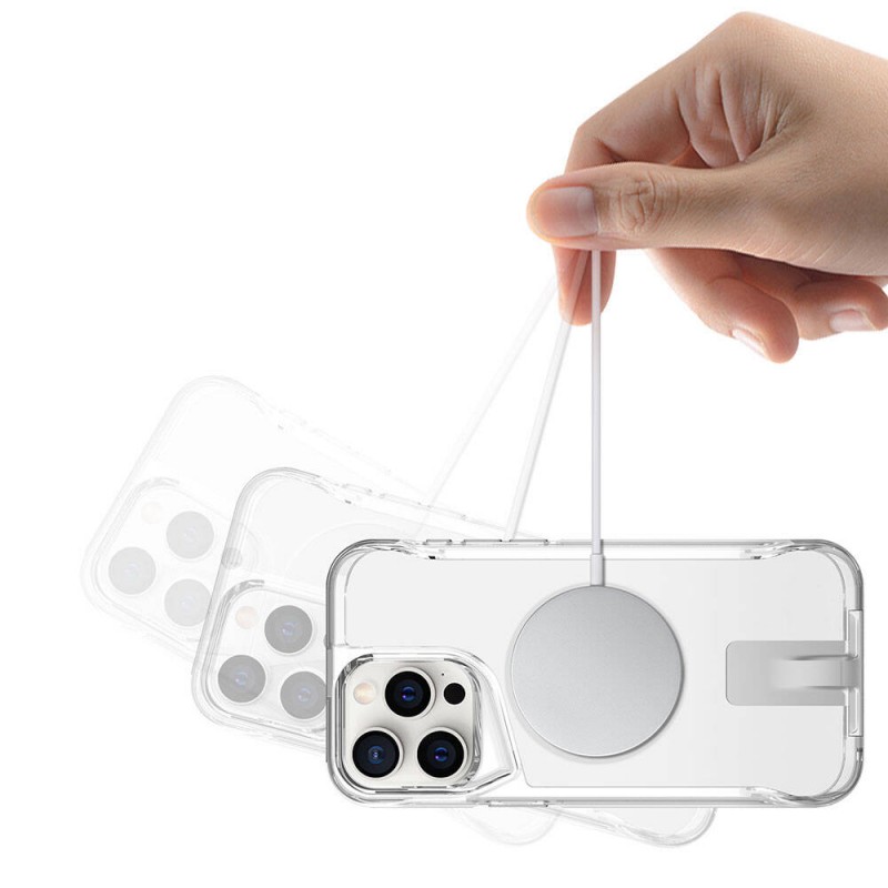 Bal-z Apple iPhone 15 Pro Max Kılıf M-safe Şarj Özellikli  T-Max Standlı Kapak