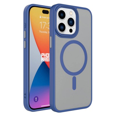 Bal-z Apple iPhone 15 Pro Max Kılıf Mat Arka Yüzey Wireless Şarj Özellikli  Flet M-safe Kapak