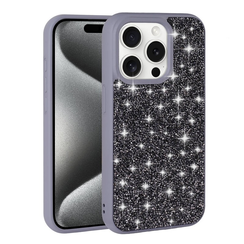 Bal-z Apple iPhone 15 Pro Max Kılıf Parlak Taşlı Tasarım  Pırlanta Kapak