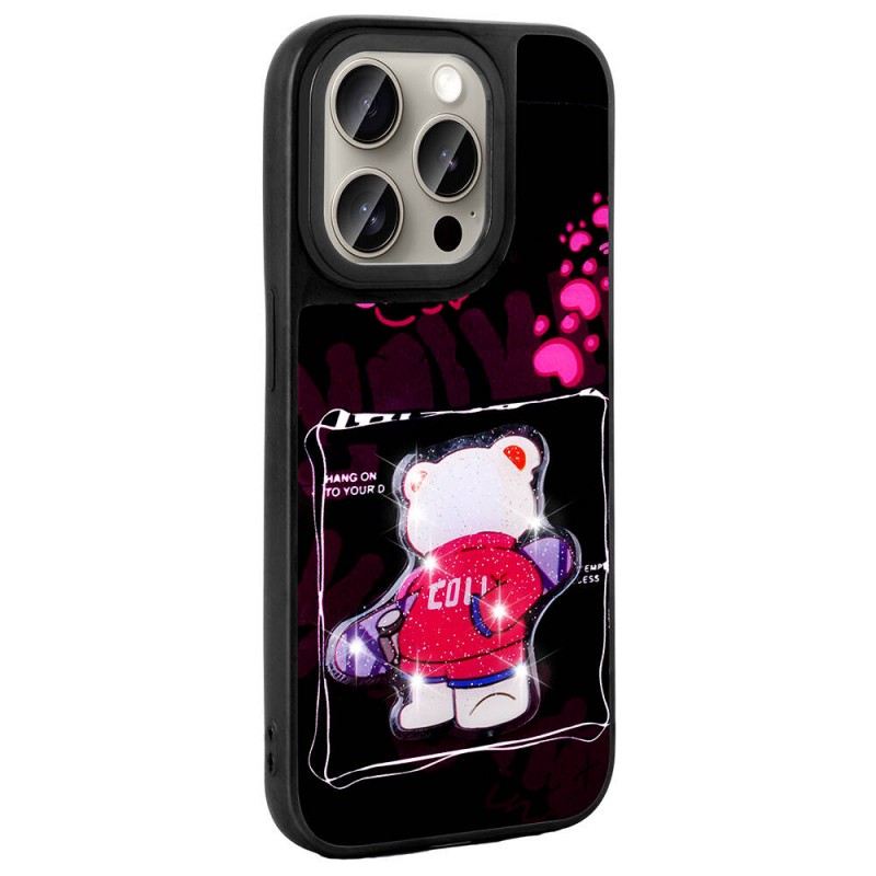 Bal-z Apple iPhone 15 Pro Max Kılıf Parlayan Kabartmalı İkonik Figürlü  Amas Silikon Kapak