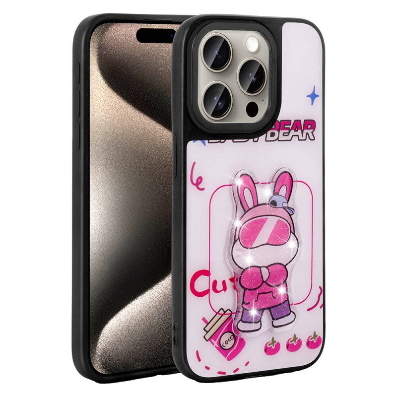 Bal-z Apple iPhone 15 Pro Max Kılıf Parlayan Kabartmalı İkonik Figürlü  Amas Silikon Kapak