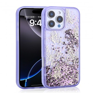 Apple iPhone 15 Pro Max Kılıf Sıvılı Simli Kelebek Baskılı Şeffaf Arka Yüzey Zore Glis Silikon Kapak Apple iPhone 15 Pro Max Kılıf Sıvılı Simli Kelebek Baskılı Şeffaf Arka Yüzey Zore Glis Silikon Kapak