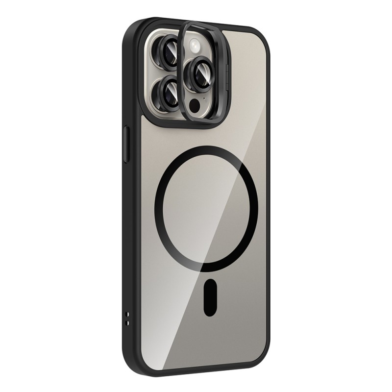 Bal-z Apple iPhone 15 Pro Max Kılıf Standlı ve Kamera Lens Hediyeli M-Safe Şarj Özellikli Zore Etro Kapak