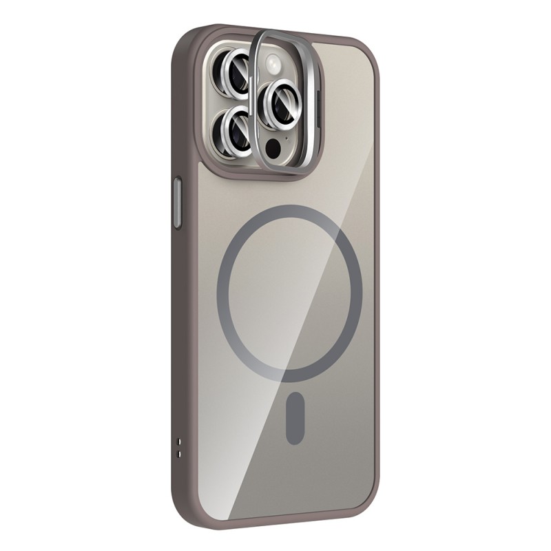 Bal-z Apple iPhone 15 Pro Max Kılıf Standlı ve Kamera Lens Hediyeli M-Safe Şarj Özellikli Zore Etro Kapak