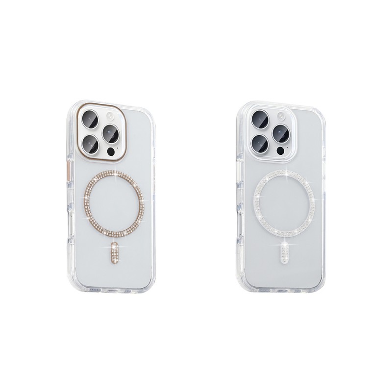 Bal-z Apple iPhone 15 Pro Max Kılıf Taşlı Tasarım M-safe Şarj Özellikli Zore Koment Silikon Kapak