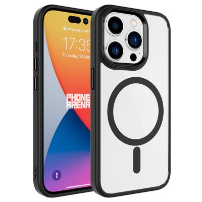 Bal-z Apple iPhone 15 Pro Max Kılıf Wireless Şarj Özellikli  Krom M-safe Silikon Kapak