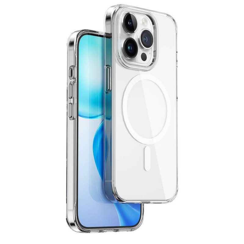 Bal-z Apple iPhone 15 Pro Max Kılıf Wiwu BC-022 M-safe Şarj Özellikli Şeffaf Transparan Kapak