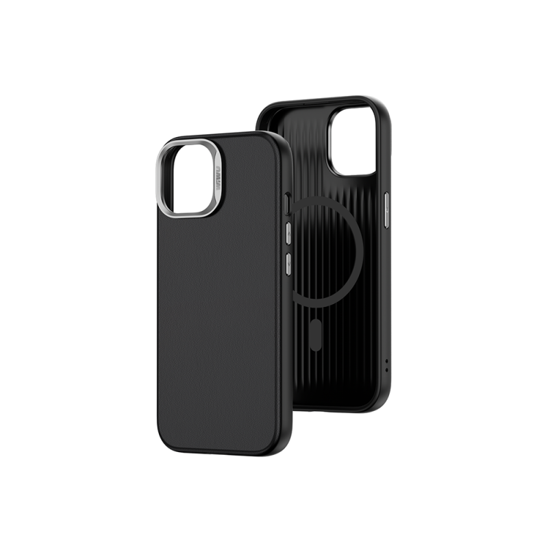 Bal-z Apple iPhone 15 Pro Max Kılıf Wiwu SP-019 M-safe Şarj Özellikli Vegan Leather Deri Kapak