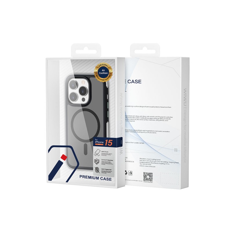 Bal-z Apple iPhone 15 Pro Max Kılıf Wiwu ZKK-012 M-safe Şarj Özellikli Air Cushion Kapak