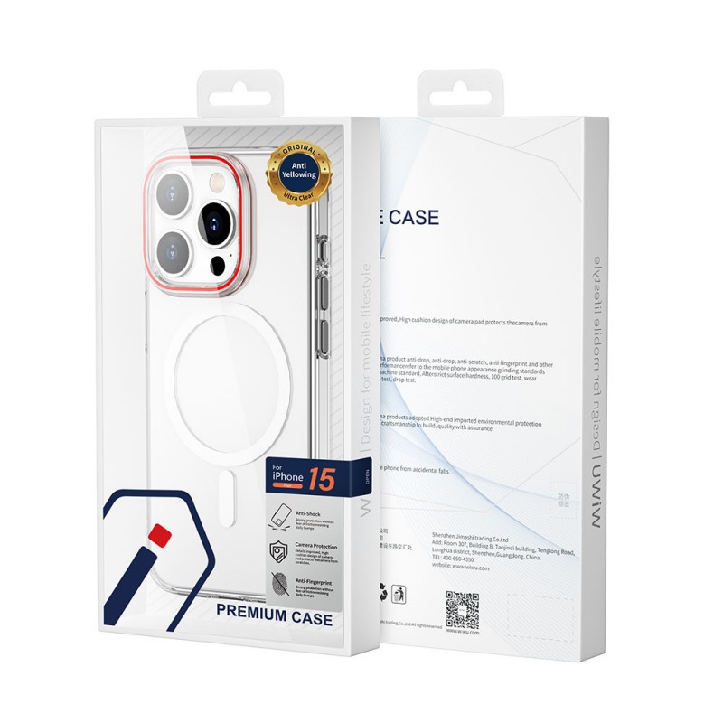 Bal-z Apple iPhone 15 Pro Max Kılıf Wiwu ZYS-013 M-safe Şarj Özellikli Renkli Kamera Çerçeveli Şeffaf Jelly Kapak