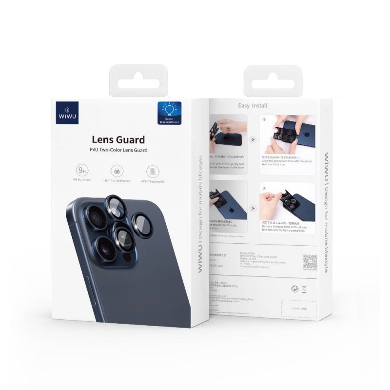 Bal-z Apple iPhone 15 Pro Max Wiwu LG-004 PVD Lens Guard Metal Kamera Lens Koruyucu