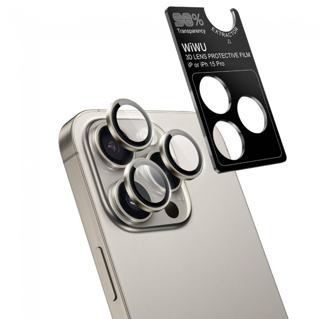 Apple iPhone 15 Pro Max Wiwu LG-004 PVD Lens Guard Metal Kamera Lens Koruyucu Apple iPhone 15 Pro Max Wiwu LG-004 PVD Lens Guard Metal Kamera Lens Koruyucu