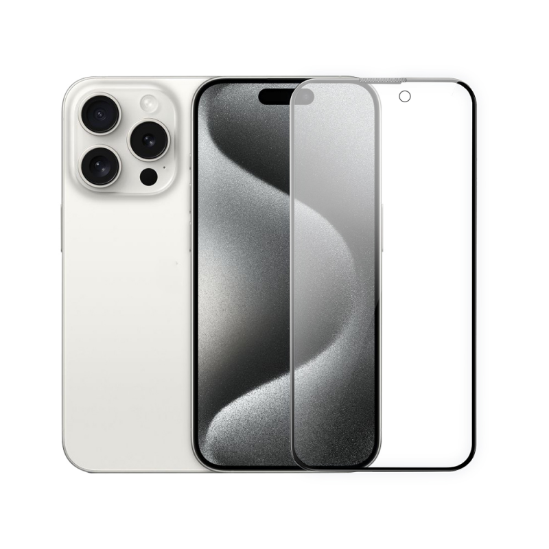 Bal-z Apple iPhone 15 Pro Max Wiwu Wi-IP002 2in1 Temperli Cam Ahize Toz Önleyici Ekran Koruyucu ve Kamera Lens Koruyucu Set