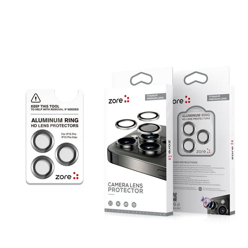 Bal-z Apple iPhone 15 Pro Max  Safir CL-15 Parmak İzi Bırakmayan Anti-Reflective Kamera Lens Koruyucu