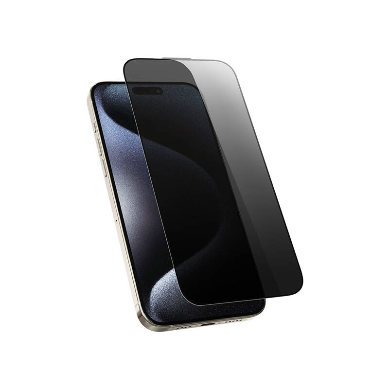 Bal-z Apple iPhone 15 Pro Wiwu Wi-SQ009 Easy Install iPrivacy 360° Anti-Peep Oleofobik Temperli Cam Ekran Koruyucu + Kolay Uygulama Aparatlı