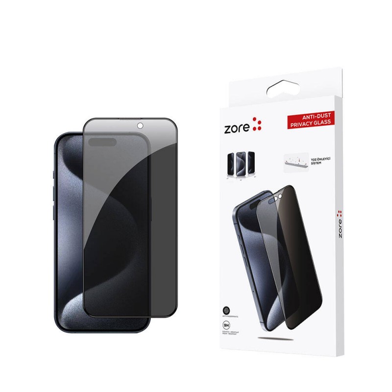 Bal-z Apple iPhone 15 Pro  Anti-Dust Privacy Temperli Ekran Koruyucu