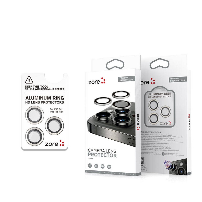 Bal-z Apple iPhone 15 Pro  Safir CL-15 Parmak İzi Bırakmayan Anti-Reflective Kamera Lens Koruyucu