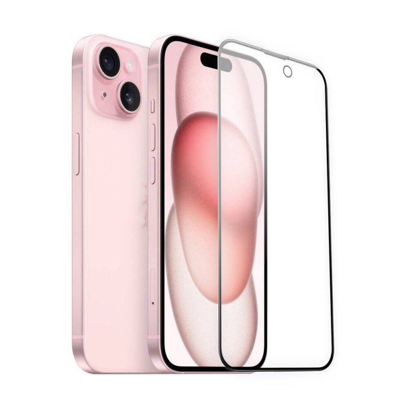 Bal-z Apple iPhone 15 Wiwu Wi-IP002 2in1 Temperli Cam Ahize Toz Önleyici Ekran Koruyucu ve Kamera Lens Koruyucu Set