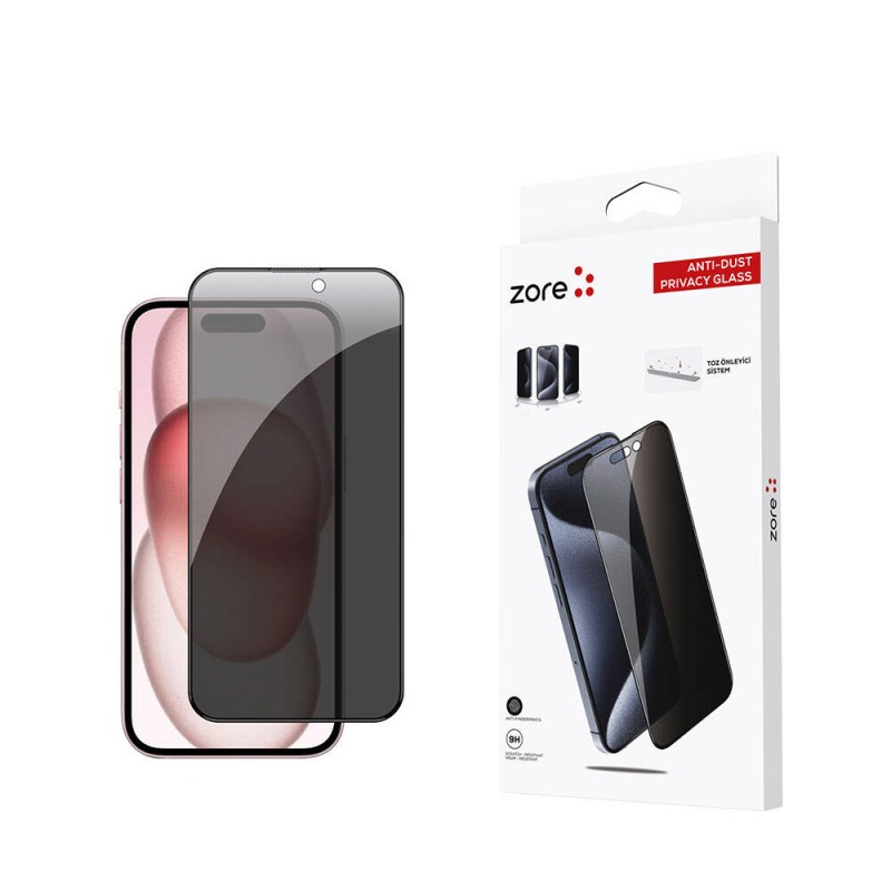 Bal-z Apple iPhone 15  Anti-Dust Privacy Temperli Ekran Koruyucu