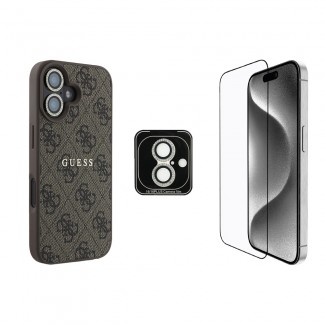 Apple iPhone 16 Guess Orjinal Lisanslı Kılıf + Ekran Koruyucu + Lens Koruyucu 3in1 Aksesuar Seti Apple iPhone 16 Guess Orjinal Lisanslı Kılıf + Ekran Koruyucu + Lens Koruyucu 3in1 Aksesuar Seti