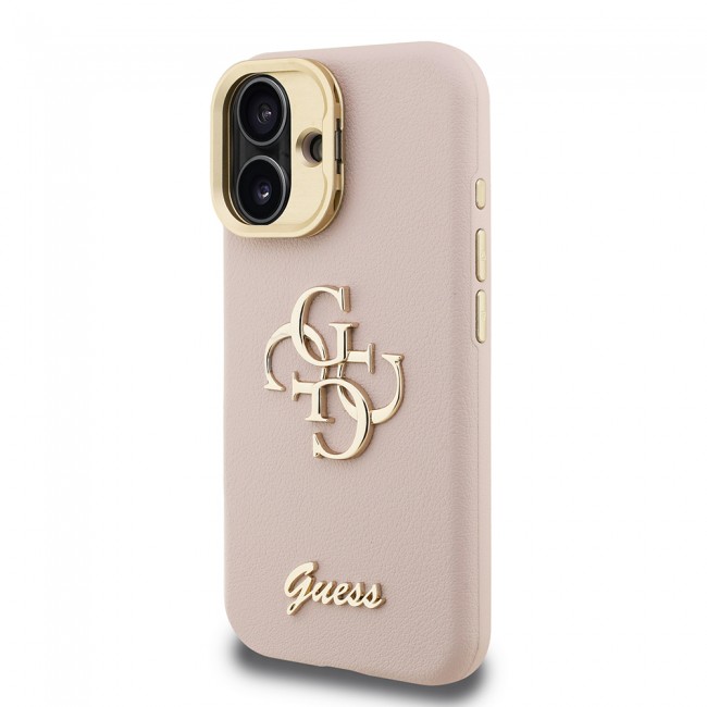 Apple iPhone 16 Kılıf Guess Orjinal Lisanslı Grained Yazı Logolu Kamera Standlı Kapak