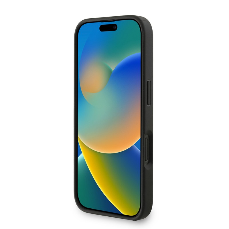 Bal-z Apple iPhone 16 Kılıf Guess Orjinal Lisanslı M-safe Şarj Özellikli PU Deri Bilek Askı İpli Yazı Logolu Kapak