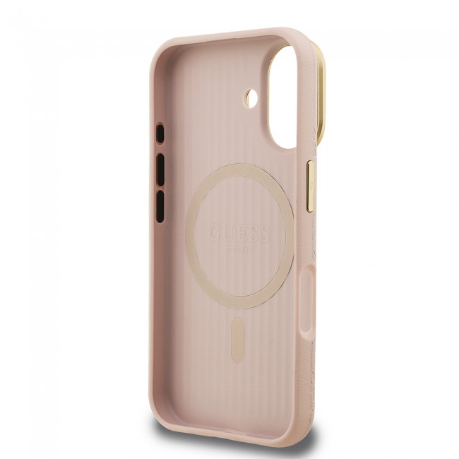 Apple iPhone 16 Kılıf Guess Orjinal Lisanslı M-safe Şarj Özellikli Sıcak Baskılı Yazı Logolu Kamera Standlı PU Deri Peony Kapak Apple iPhone 16 Kılıf Guess Orjinal Lisanslı M-safe Şarj Özellikli Sıcak Baskılı Yazı Logolu Kamera Standlı PU Deri Peony Kapak