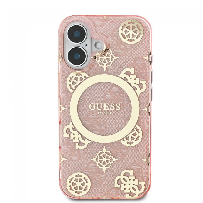 Apple iPhone 16 Kılıf Guess Orjinal Lisanslı Magsafe Şarj Özellikli 4G Desenli IML Yazı Logolu Peony Kapak Apple iPhone 16 Kılıf Guess Orjinal Lisanslı Magsafe Şarj Özellikli 4G Desenli IML Yazı Logolu Peony Kapak