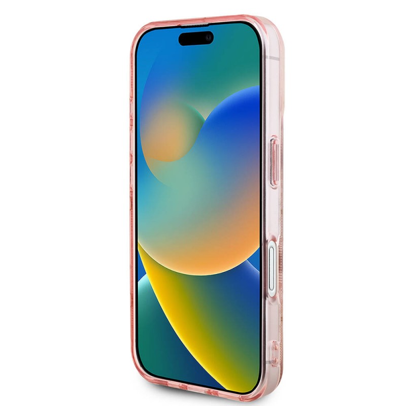 Bal-z Apple iPhone 16 Kılıf Guess Orjinal Lisanslı M-safe Şarj Özellikli 4G Desenli IML Yazı Logolu Peony Kapak