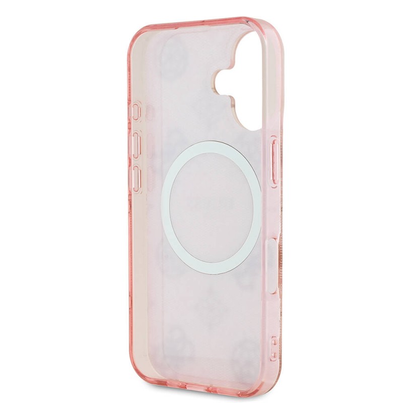 Bal-z Apple iPhone 16 Kılıf Guess Orjinal Lisanslı M-safe Şarj Özellikli 4G Desenli IML Yazı Logolu Peony Kapak