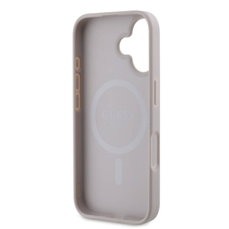 Bal-z Apple iPhone 16 Kılıf Guess Orjinal Lisanslı M-safe Şarj Özellikli 4G Desenli Yazı Logolu Peony Kapak