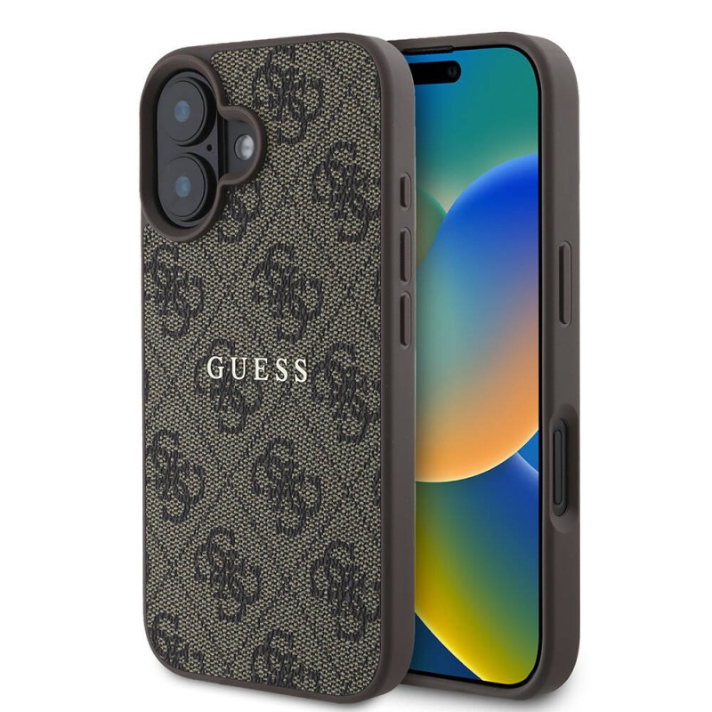 Bal-z Apple iPhone 16 Kılıf Guess Orjinal Lisanslı M-safe Şarj Özellikli 4G Desenli Yazı Logolu Kapak