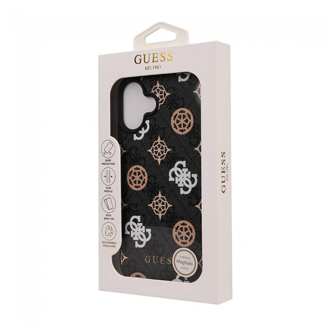 Apple iPhone 16 Kılıf Guess Orjinal Lisanslı Magsafe Şarj Özellikli 4G Desenli Yazı Logolu Peony Kapak Apple iPhone 16 Kılıf Guess Orjinal Lisanslı Magsafe Şarj Özellikli 4G Desenli Yazı Logolu Peony Kapak