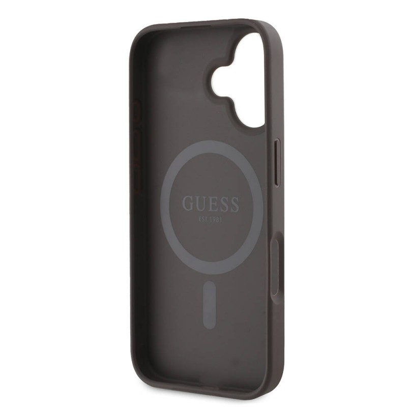 Bal-z Apple iPhone 16 Kılıf Guess Orjinal Lisanslı M-safe Şarj Özellikli 4G Şerit Tasarımlı Printed Kapak