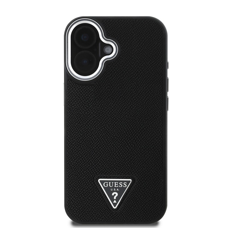 Bal-z Apple iPhone 16 Kılıf Guess Orjinal Lisanslı M-safe Şarj Özellikli Grained Triangle Kapak