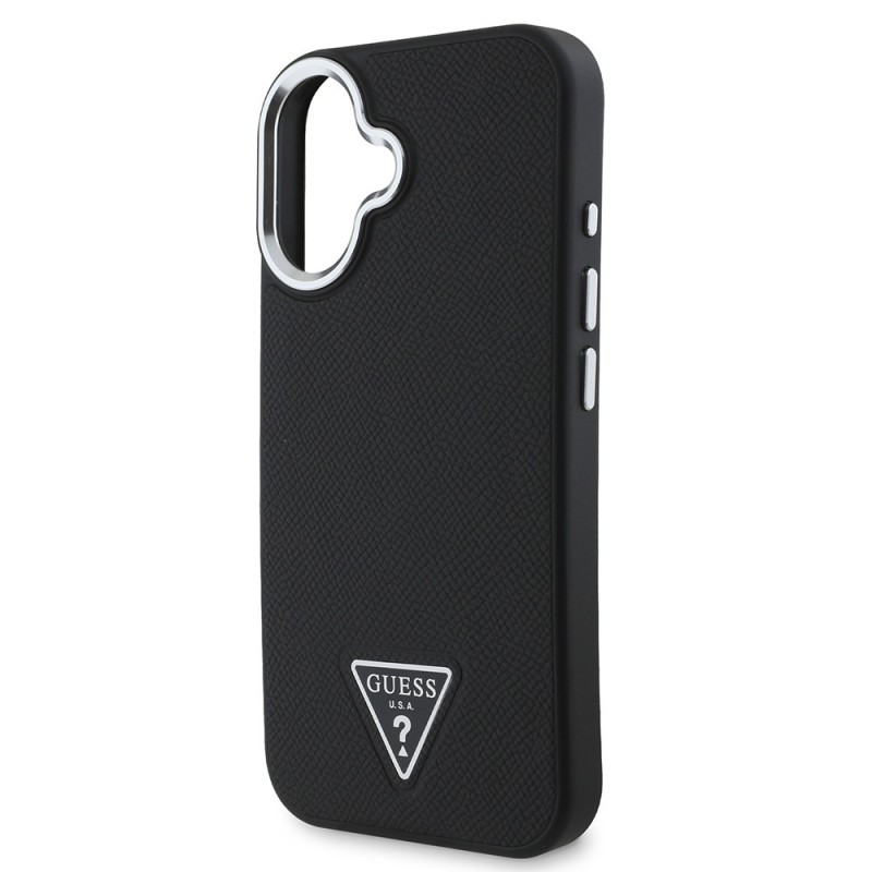Bal-z Apple iPhone 16 Kılıf Guess Orjinal Lisanslı M-safe Şarj Özellikli Grained Triangle Kapak