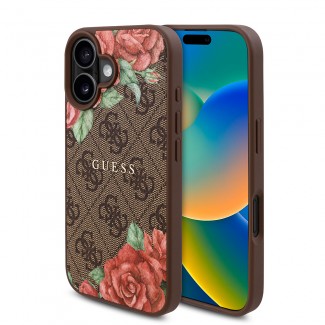 Apple iPhone 16 Kılıf Guess Orjinal Lisanslı M-safe Şarj Özellikli Gül Baskılı 4G Desenli Yazı Logolu Kapak Apple iPhone 16 Kılıf Guess Orjinal Lisanslı M-safe Şarj Özellikli Gül Baskılı 4G Desenli Yazı Logolu Kapak