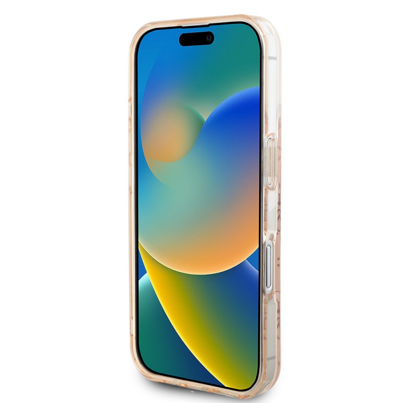 Bal-z Apple iPhone 16 Kılıf Guess Orjinal Lisanslı M-safe Şarj Özellikli IML Baskılı Klasik Logolu 4G Desenli Kapak