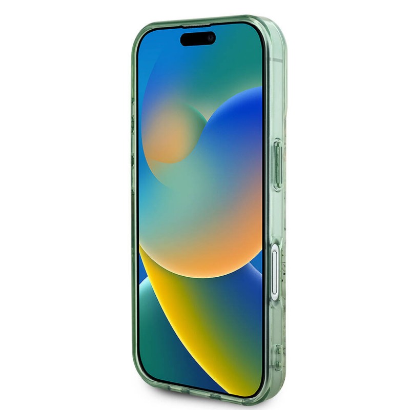 Bal-z Apple iPhone 16 Kılıf Guess Orjinal Lisanslı M-safe Şarj Özellikli IML Baskılı Yazı Logolu Flower Tonal Circle Kapak