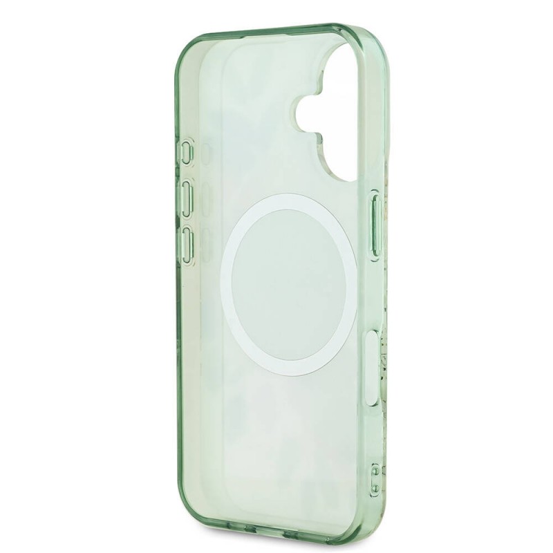 Bal-z Apple iPhone 16 Kılıf Guess Orjinal Lisanslı M-safe Şarj Özellikli IML Baskılı Yazı Logolu Flower Tonal Circle Kapak