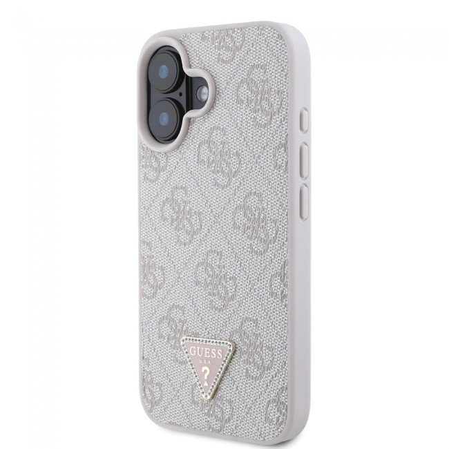 Apple iPhone 16 Kılıf Guess Orjinal Lisanslı Magsafe Şarj Özellikli PU Deri 4G Desenli Taşlı Üçgen Logolu Kapak Apple iPhone 16 Kılıf Guess Orjinal Lisanslı Magsafe Şarj Özellikli PU Deri 4G Desenli Taşlı Üçgen Logolu Kapak