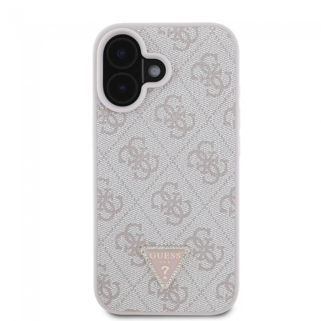 Apple iPhone 16 Kılıf Guess Orjinal Lisanslı Magsafe Şarj Özellikli PU Deri 4G Desenli Taşlı Üçgen Logolu Kapak Apple iPhone 16 Kılıf Guess Orjinal Lisanslı Magsafe Şarj Özellikli PU Deri 4G Desenli Taşlı Üçgen Logolu Kapak