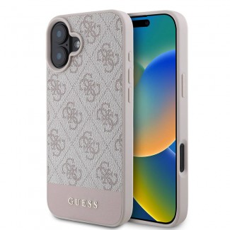 Apple iPhone 16 Kılıf Guess Orjinal Lisanslı M-safe Şarj Özellikli PU Deri Şerit Logo Dizaynlı Kapak Apple iPhone 16 Kılıf Guess Orjinal Lisanslı M-safe Şarj Özellikli PU Deri Şerit Logo Dizaynlı Kapak
