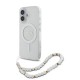 Apple iPhone 16 Kılıf Guess Orjinal Lisanslı Magsafe Şarj Özellikli Simli Silikon İnci Bileklikli Kapak Apple iPhone 16 Kılıf Guess Orjinal Lisanslı Magsafe Şarj Özellikli Simli Silikon İnci Bileklikli Kapak