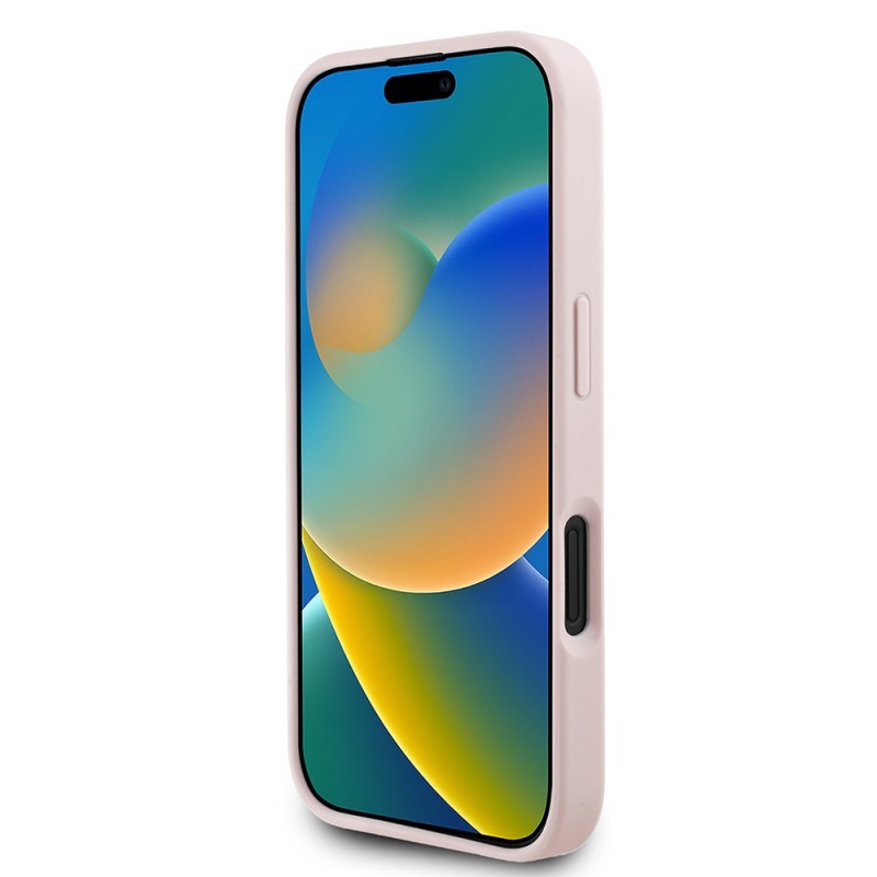 Bal-z Apple iPhone 16 Kılıf Guess Orjinal Lisanslı M-safe Şarj Özellikli Taneli Çiçek Tasarımlı Metal Yazı Logolu Kapak