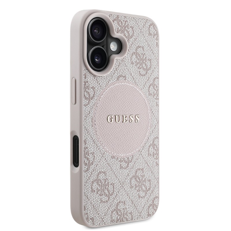 Bal-z Apple iPhone 16 Kılıf Guess Orjinal Lisanslı M-safe Şarj Özellikli Yazı Logolu Circle Classic Kapak