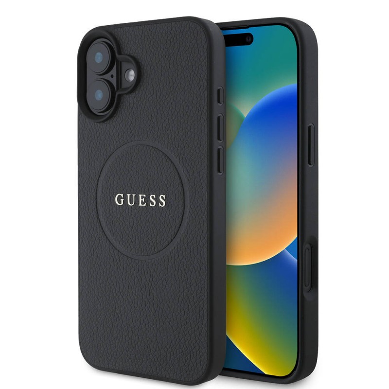 Bal-z Apple iPhone 16 Kılıf Guess Orjinal Lisanslı M-safe Şarj Özellikli Yazı Logolu Grained Kapak