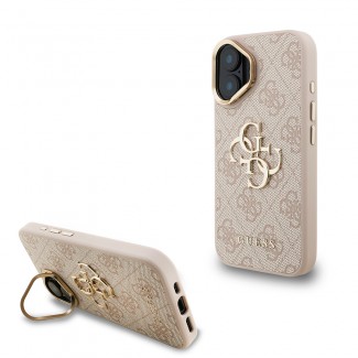 Apple iPhone 16 Kılıf Guess Orjinal Lisanslı PU Deri 4G Desenli Metal Büyük 4G ve Yazı Logolu Kamera Standlı Kapak Apple iPhone 16 Kılıf Guess Orjinal Lisanslı PU Deri 4G Desenli Metal Büyük 4G ve Yazı Logolu Kamera Standlı Kapak