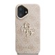 Apple iPhone 16 Kılıf Guess Orjinal Lisanslı PU Deri 4G Desenli Metal Büyük 4G ve Yazı Logolu Kamera Standlı Kapak
