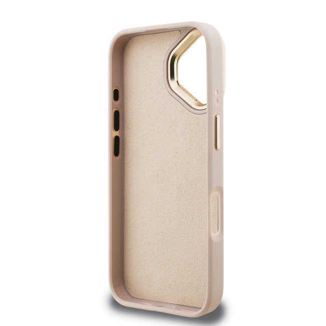 Apple iPhone 16 Kılıf Guess Orjinal Lisanslı PU Deri 4G Desenli Metal Büyük 4G ve Yazı Logolu Kamera Standlı Kapak